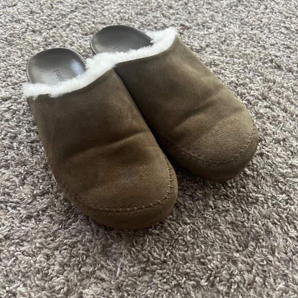 JENNI KAYNE Shearling-Lined Moc Clog Suede in Laurel Green Size 39 Size 9 - Picture 11 of 16